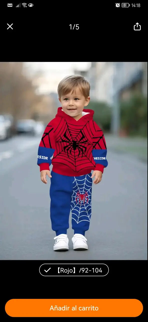 Conjunto infantil hombre araña rojo