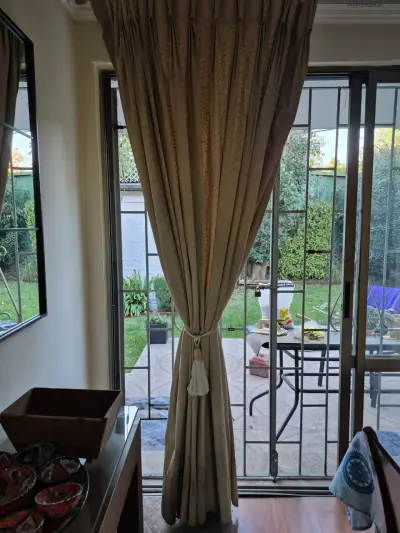 Cortinas beige largas para riel - miniatura 3