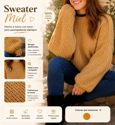 Sweater miel hecho a mano - miniatura 1