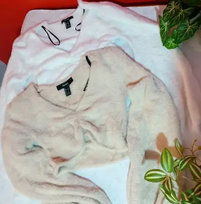 Sweaters  forever 21 de lana beige y blanco - miniatura 1