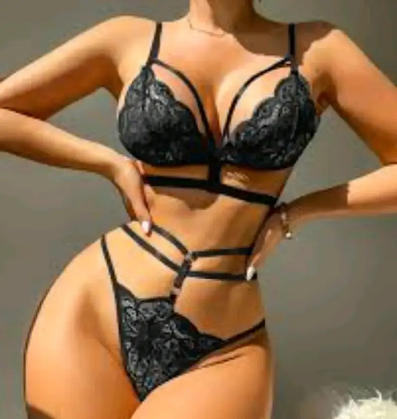 Set de lencería negra encaje talla M - 2