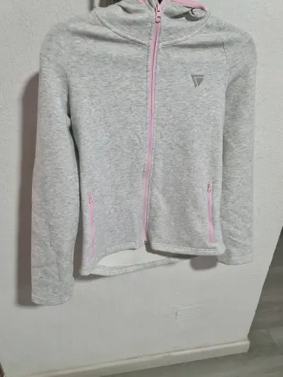Polerón gris con cierre rosado - miniatura 1