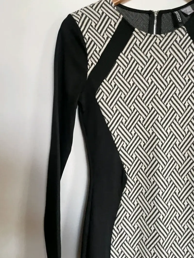 Vestido negro y blanco estampado H&M 38 - 2