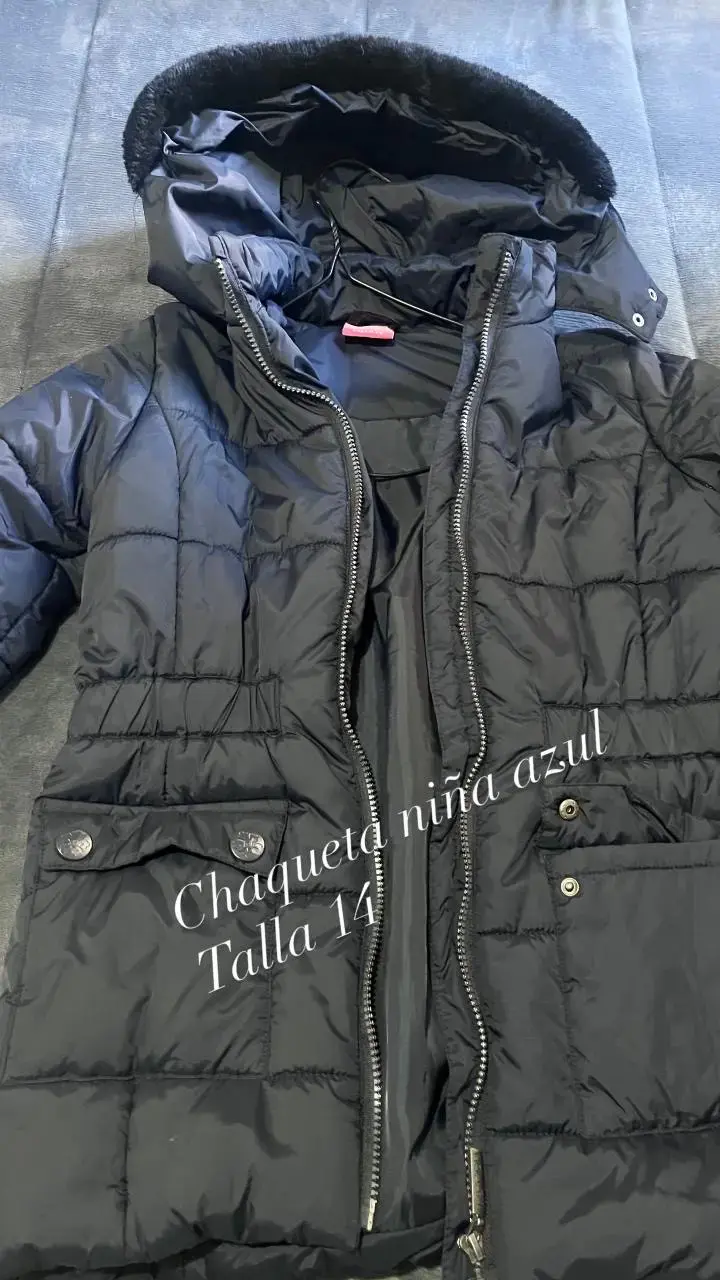 Chaqueta niña azul con capucha - 1