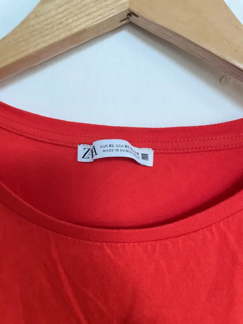 Polera roja básica Zara XL - 4