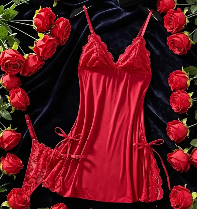Conjunto lencería rojo talla XL chica - 2