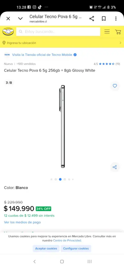 Smartphone Tecno Pova blanco - miniatura 5