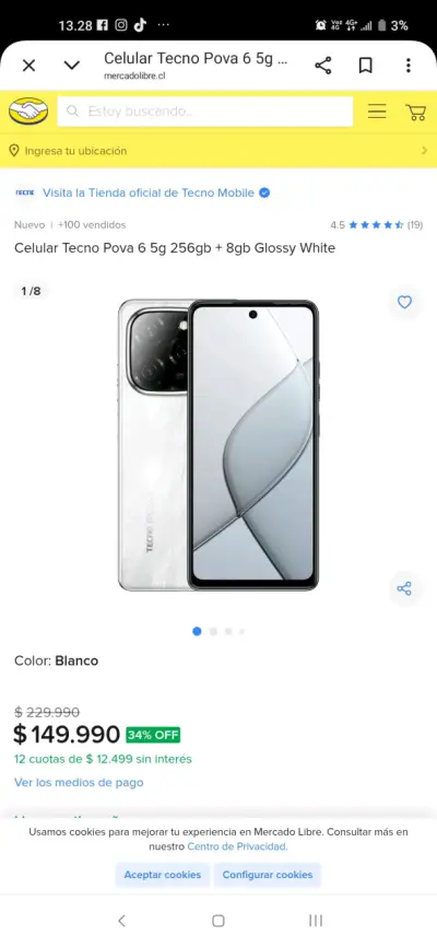 Smartphone Tecno Pova blanco - miniatura 6