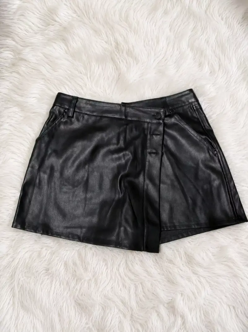 Shorts de cuero negro talla 38 - 3
