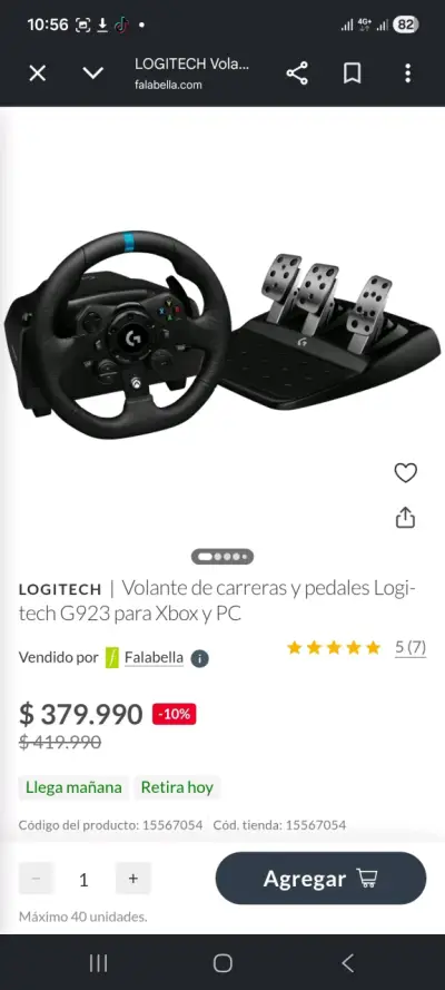 Volante y pedales Logitech G923 tambien permuto - miniatura 1