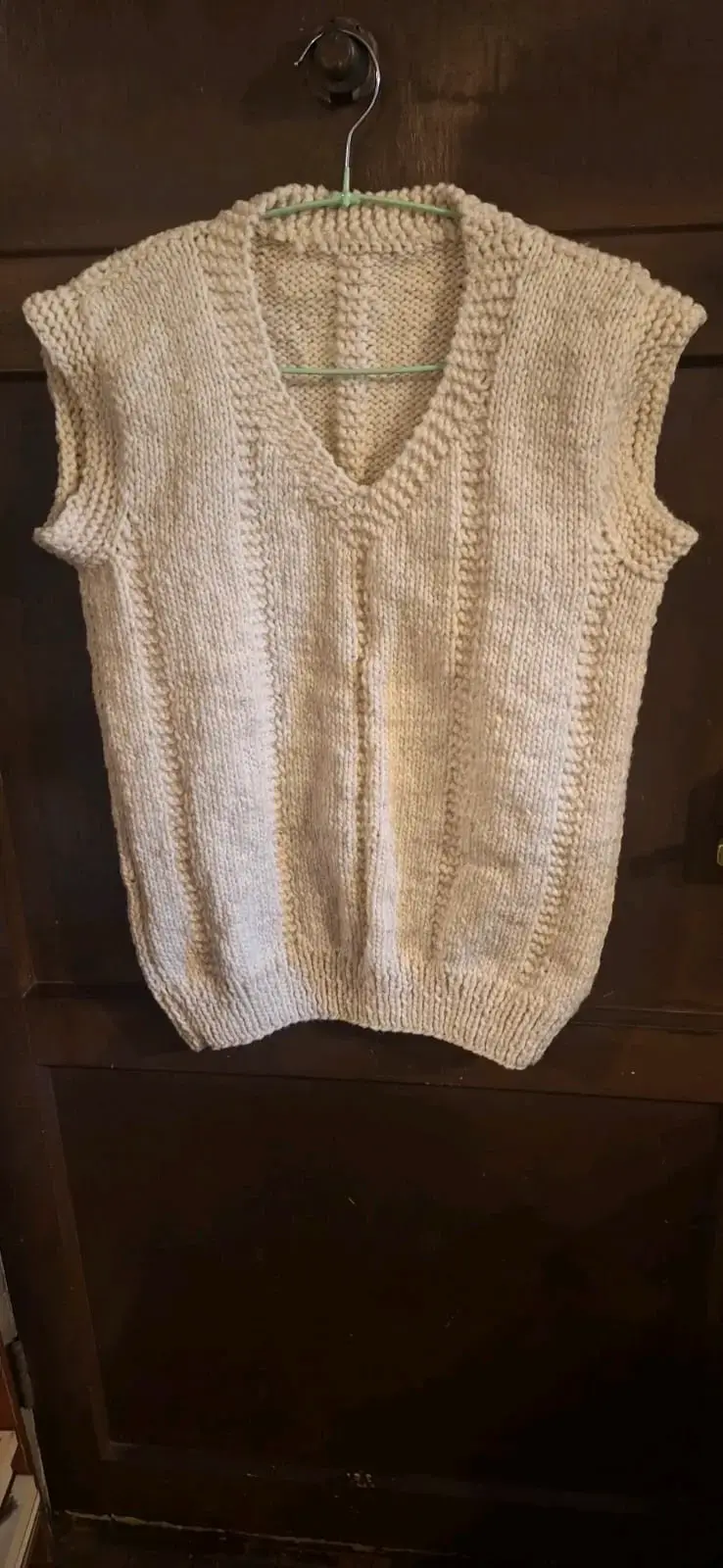 Chaleco tejido a mano con lana reciclada, eciclada - 4
