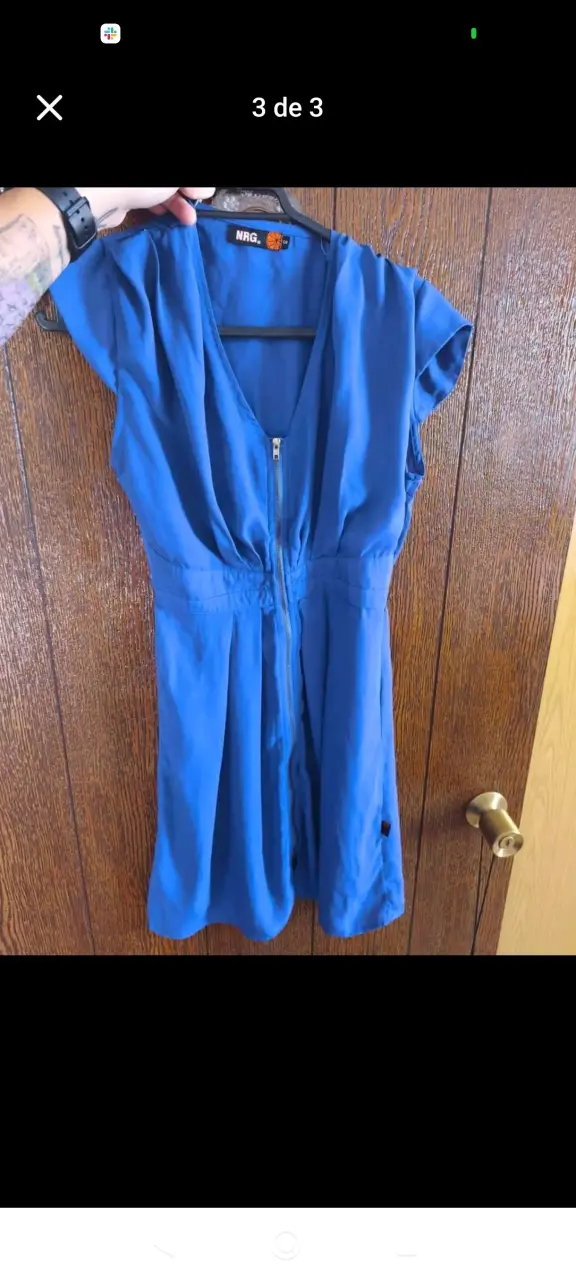 Vestido azul con cierre frontal - 3