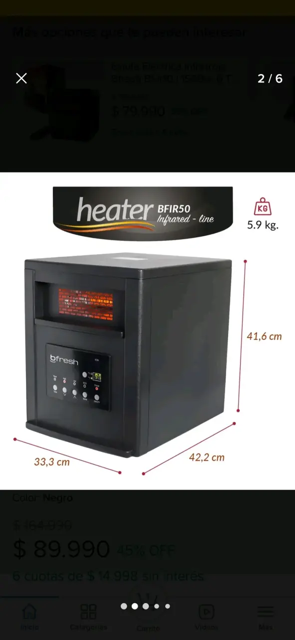 Estufa Eléctrica Infrarroja Bfresh - 1