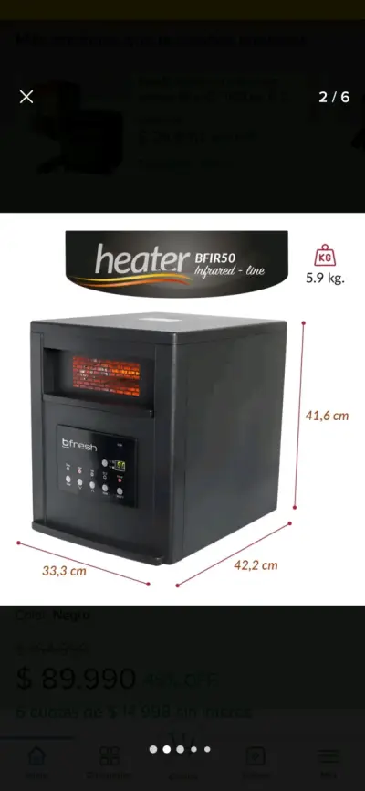 Estufa Eléctrica Infrarroja Bfresh - miniatura 1