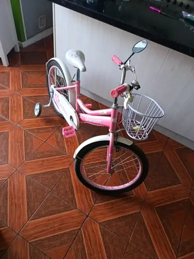 Bicicleta infantil rosada con canasto - miniatura 1