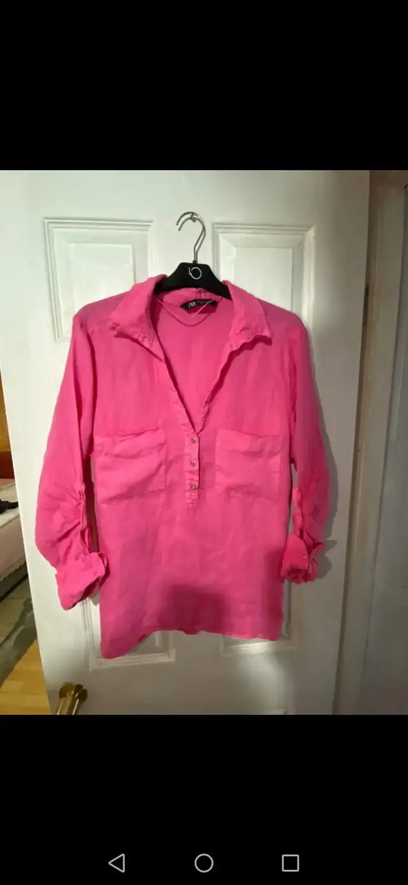 Blusa rosa fucsia manga larga, Zara