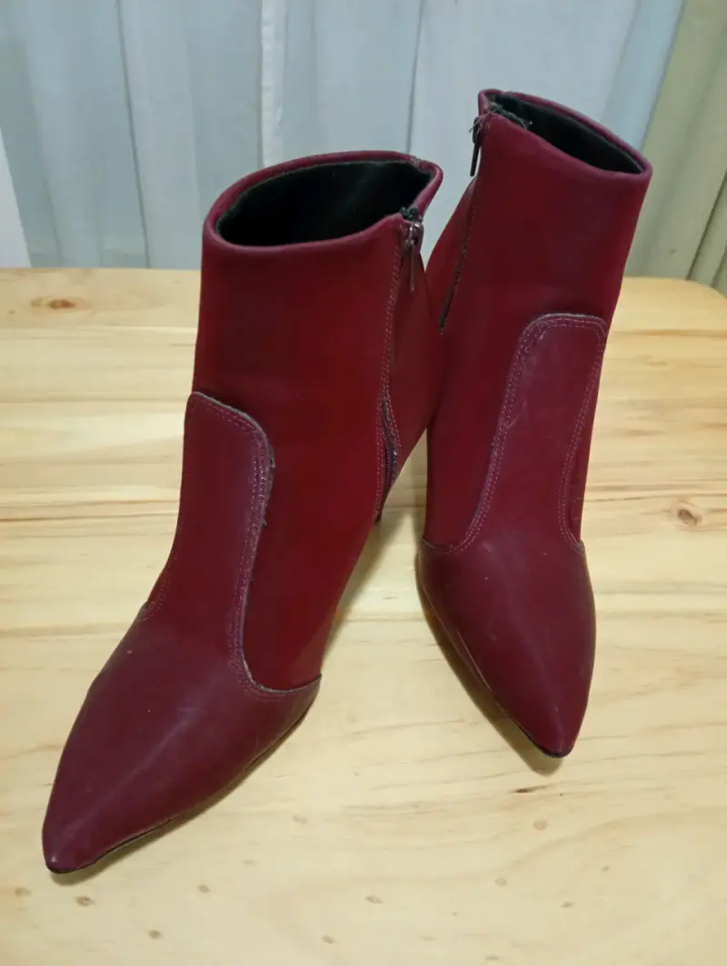 Botines burdeos con tacón talla 37 - 1