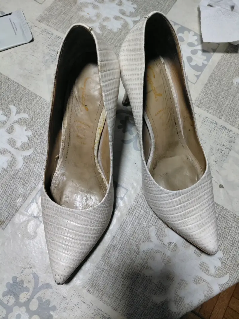 Zapatos de tacón blanco texturizados - 1