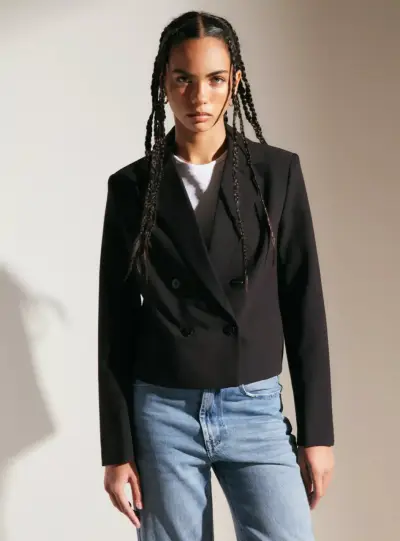 Blazer Alaniz cropped negro de mujer - miniatura 1