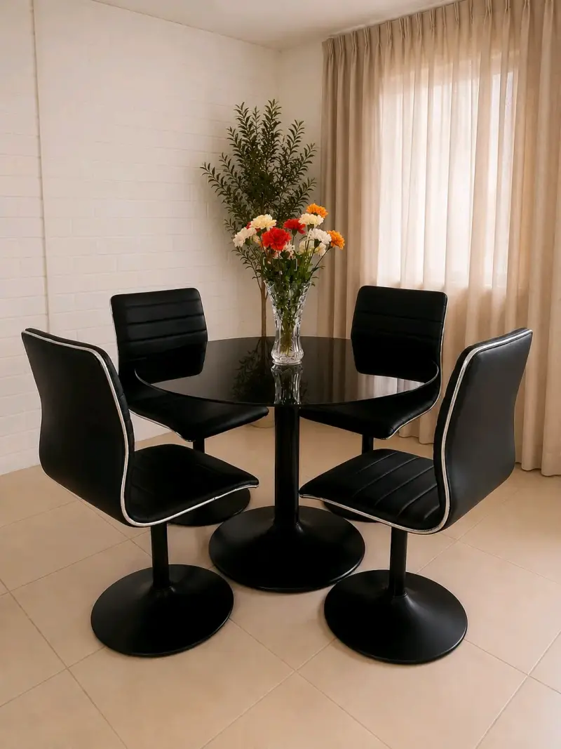 Juego de comedor negro moderno