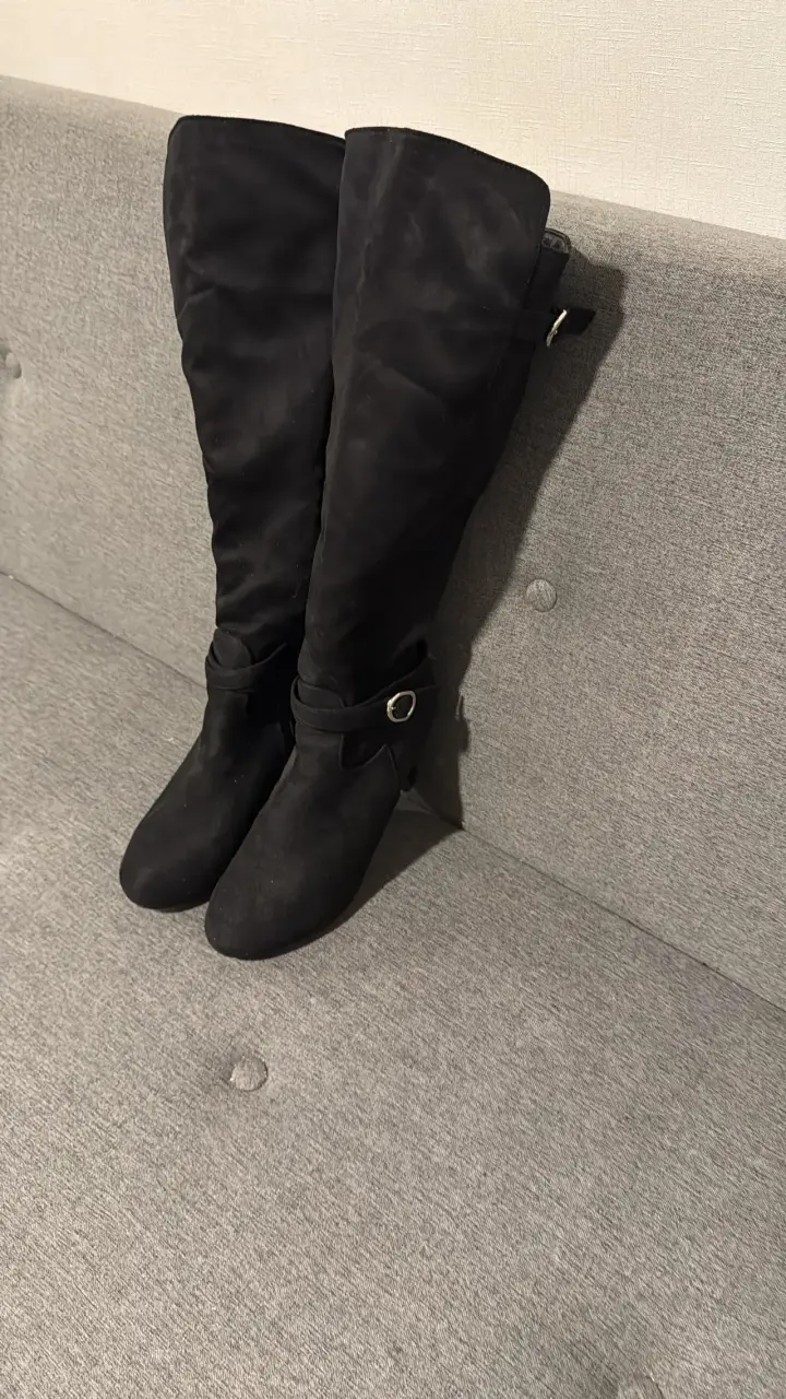 Botas altas negras con tacón gamuza - 2