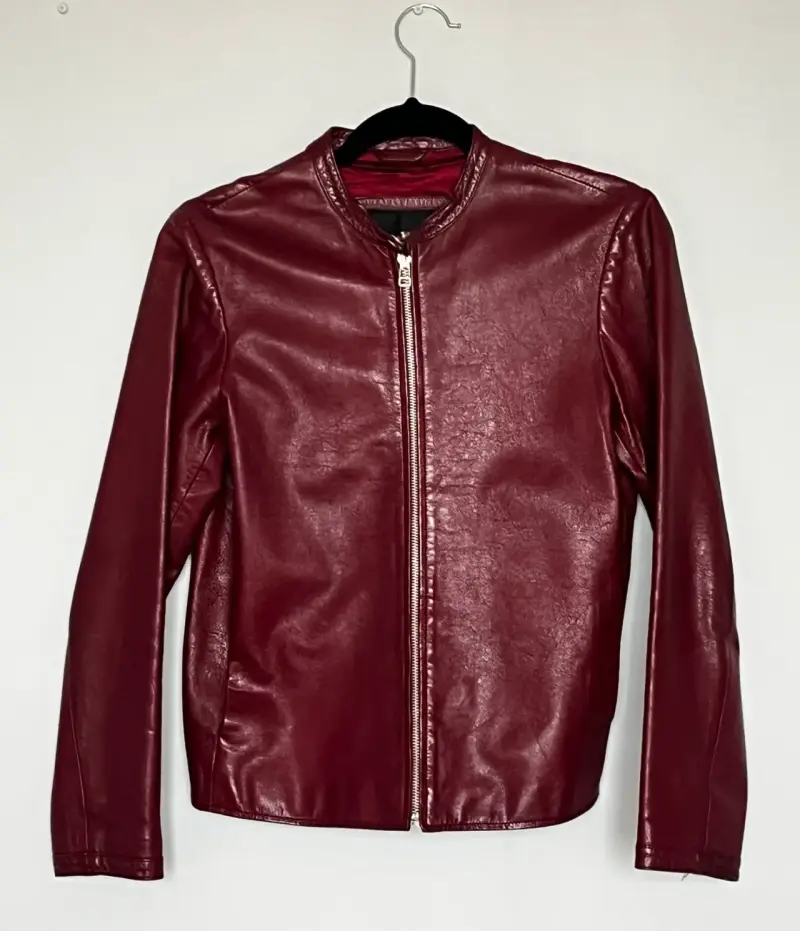 Chaqueta de cuero burdeos