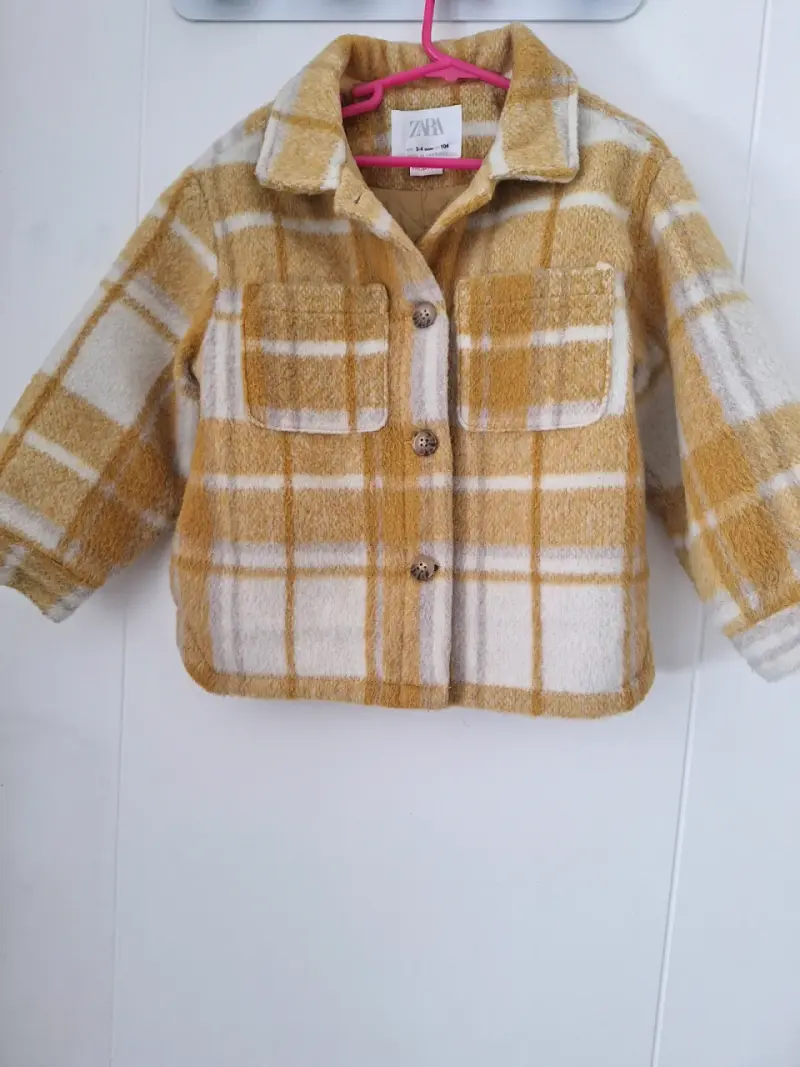 Chaqueta infantil a cuadros amarilla - 1