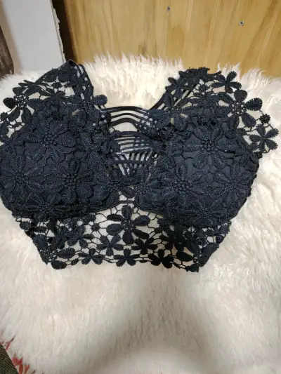 Top de encaje negro floral y bodys talla m - miniatura 1