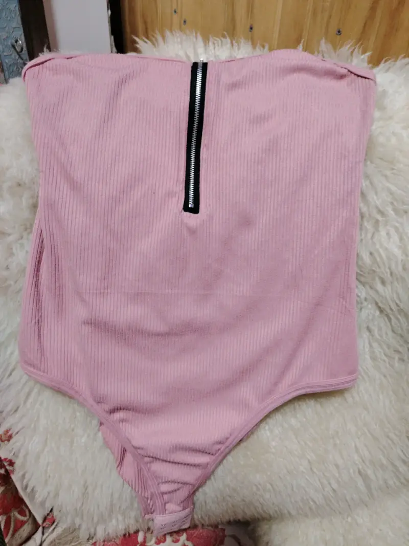 Top de encaje negro floral y bodys talla m - 4