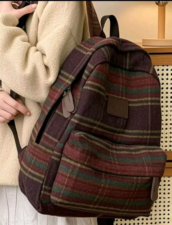 Mochila de lana a cuadros - 1