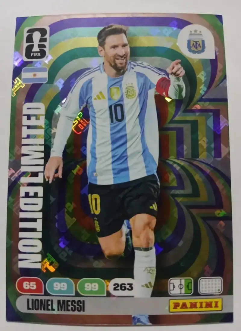 Lámina Tarjeta Panini Leo Messi edición limitada