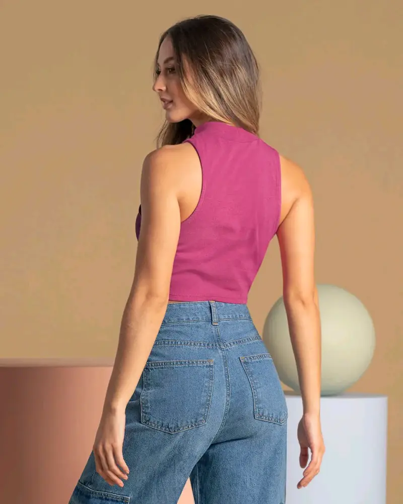 Crop top rosado sin mangas - 2