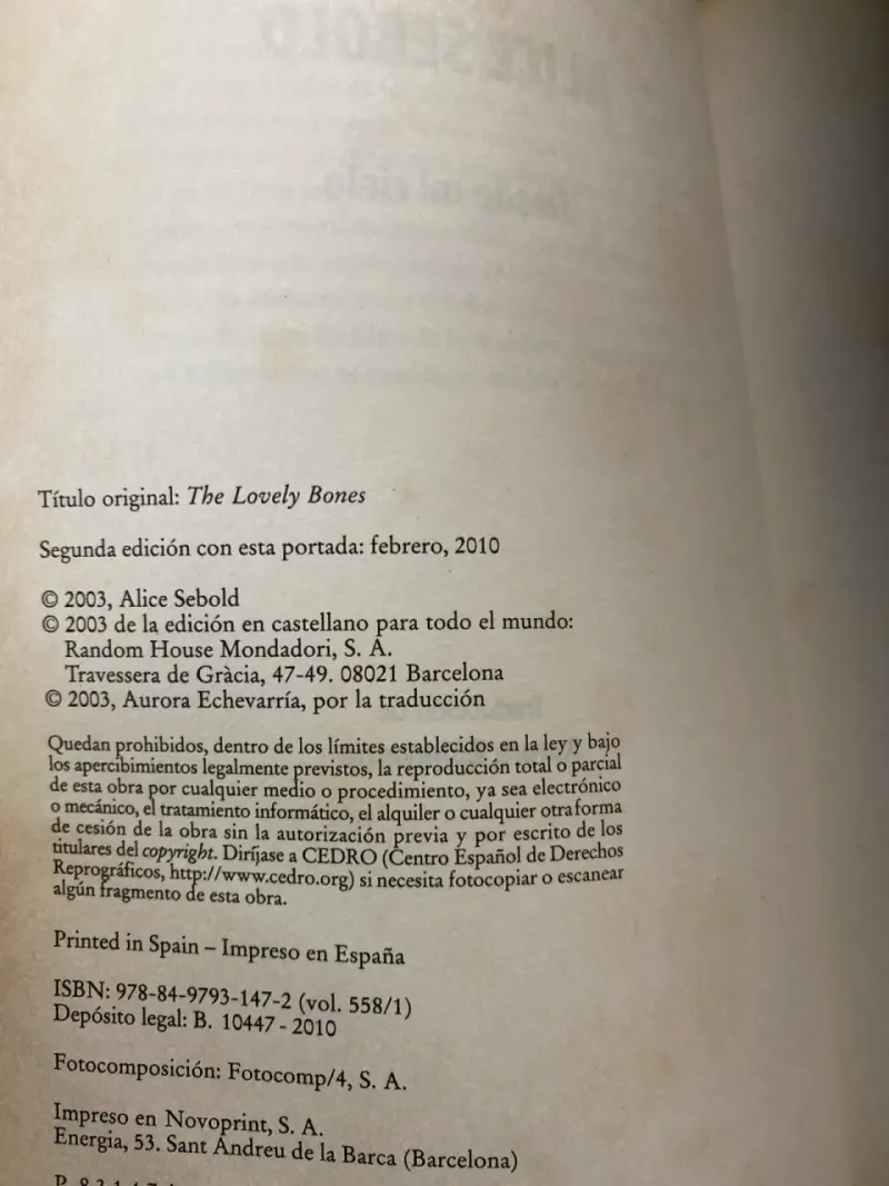 Libro Desde Mi Cielo de Alice Sebold - 2