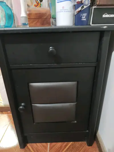 Velador negro con cajón - miniatura 1