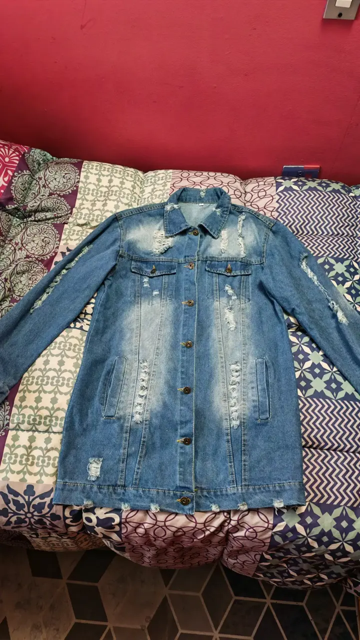 Chaqueta de mezclilla desgastada azul - 1
