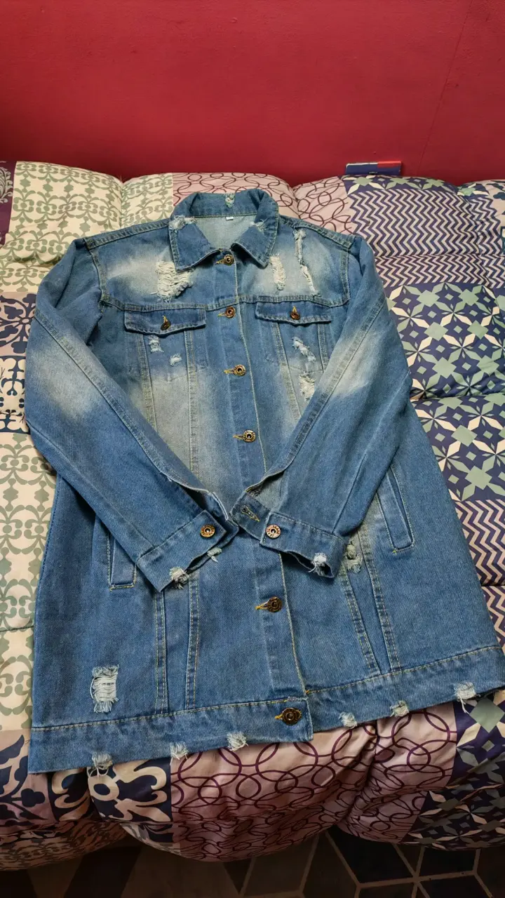 Chaqueta de mezclilla desgastada azul - 4
