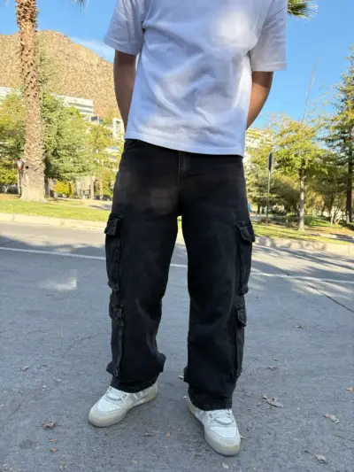 Pantalones cargo negros para hombre - miniatura 1