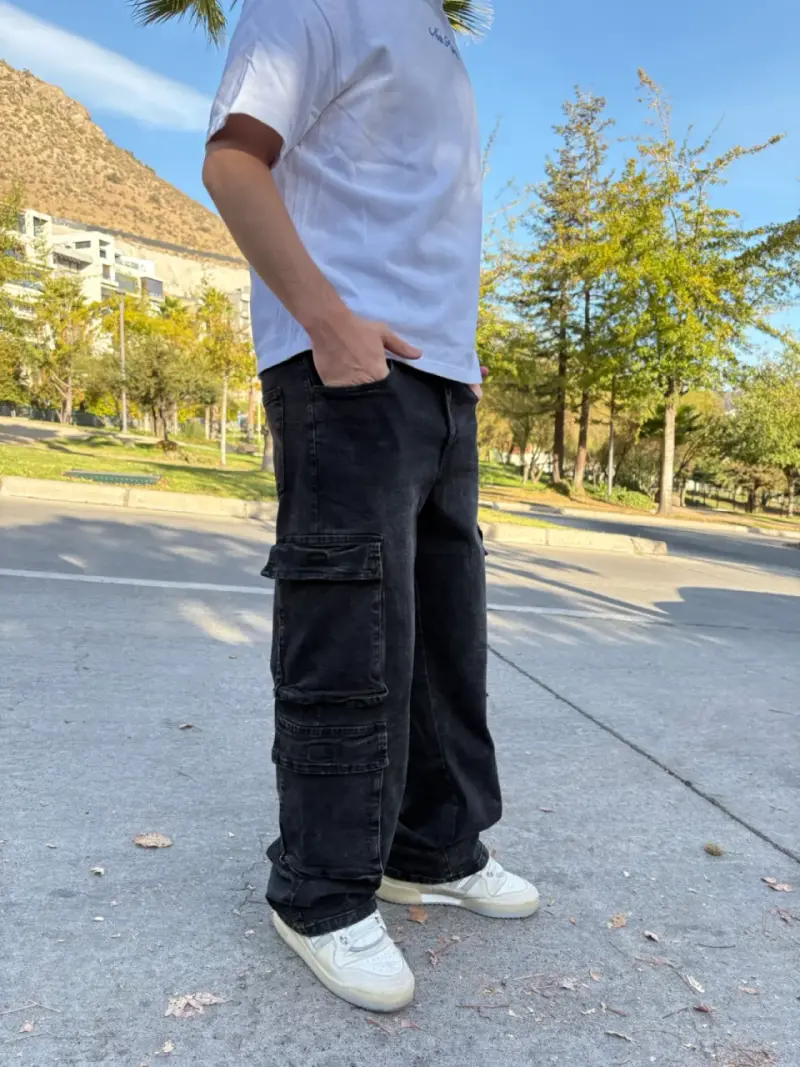 Pantalones cargo negros para hombre - 3