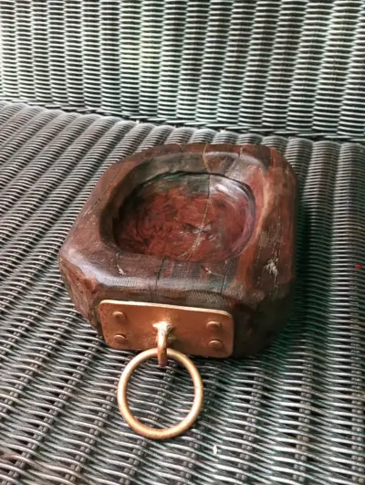 Cuenco rústico de madera de roble, con manillas - miniatura 2