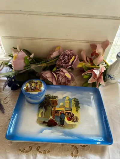 Bandeja decorativa oriental azul - miniatura 2