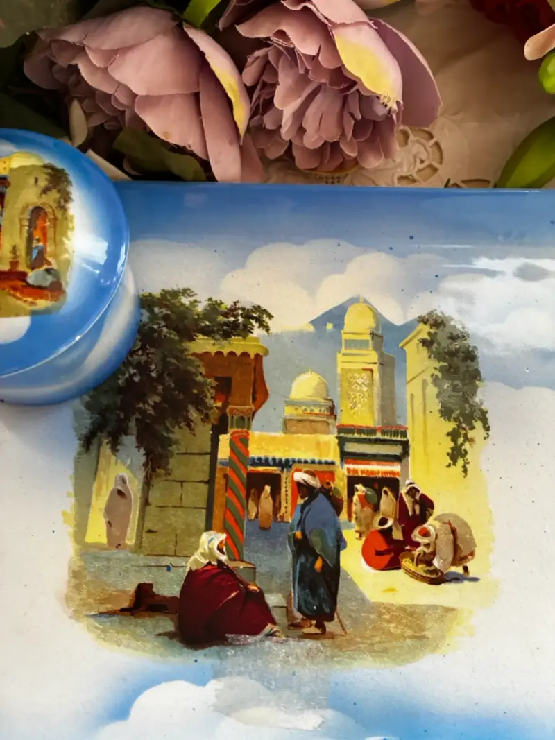 Bandeja decorativa oriental azul - 5