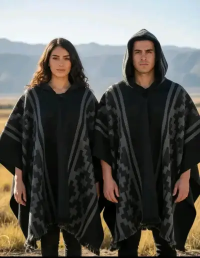 Poncho lana de alpaca  con capucha - miniatura 1