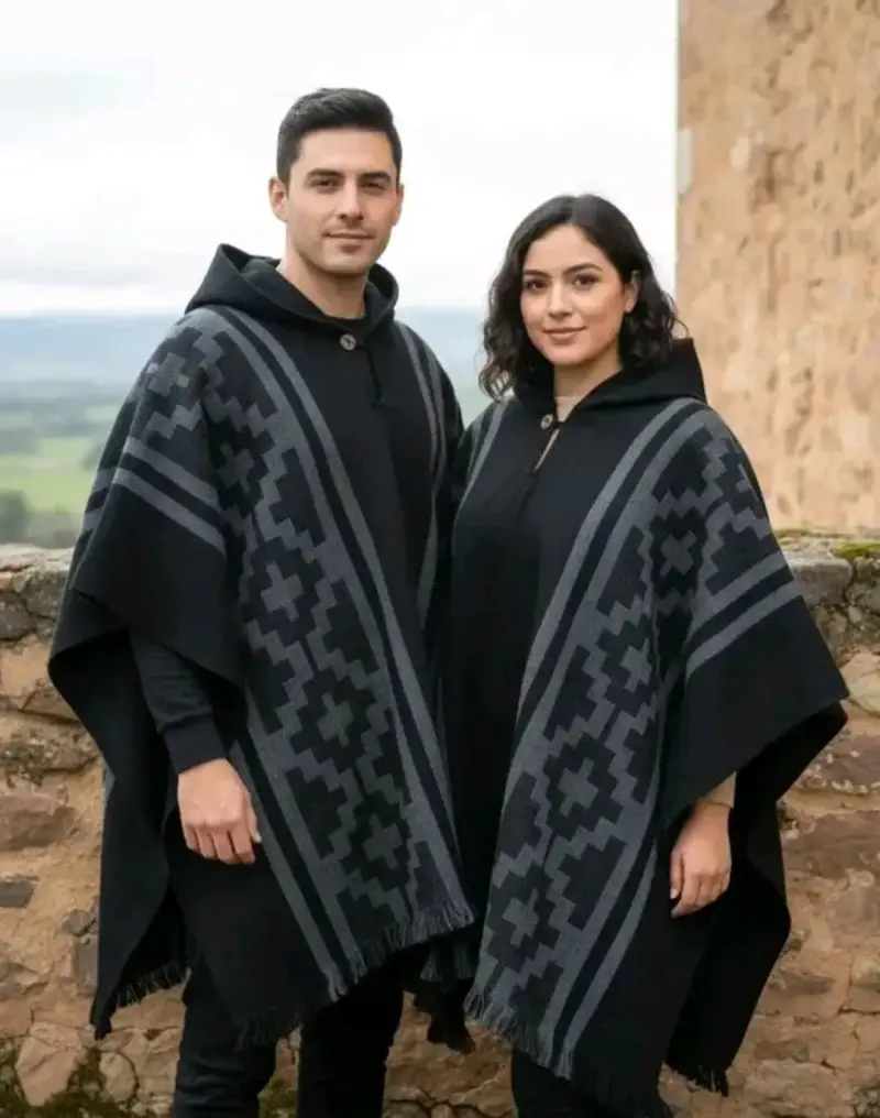 Poncho lana de alpaca con capucha - 2