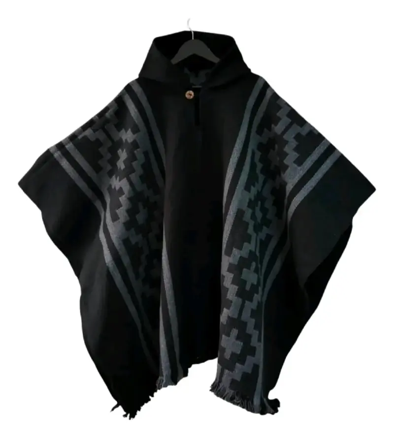Poncho lana de alpaca con capucha - 3