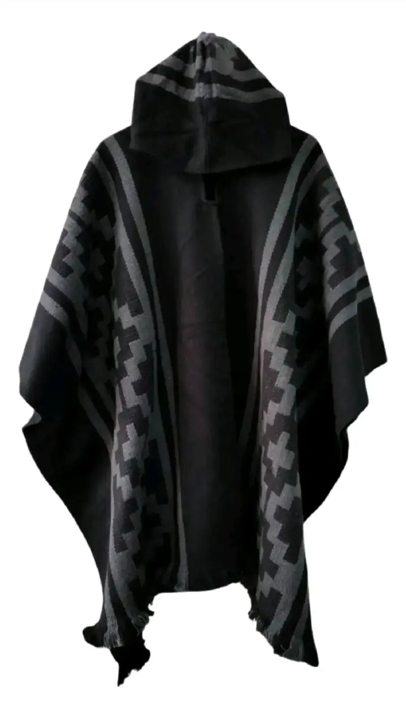 Poncho lana de alpaca con capucha - 4