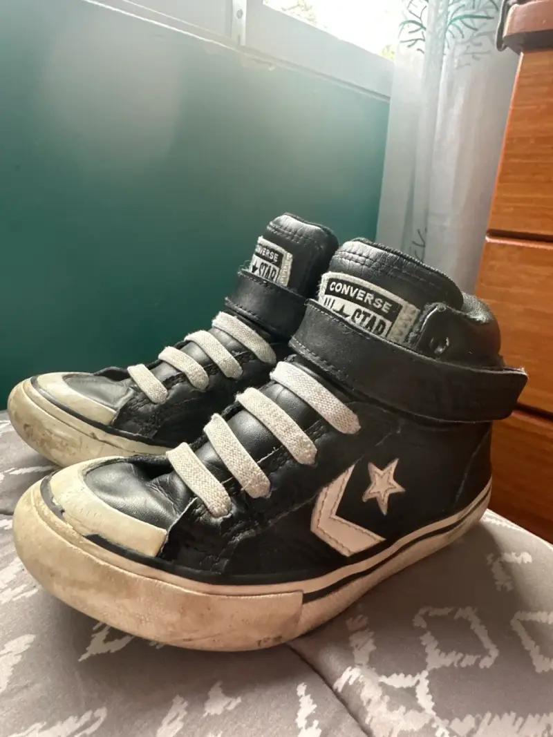 Zapatillas Converse negras cuero niño - 2