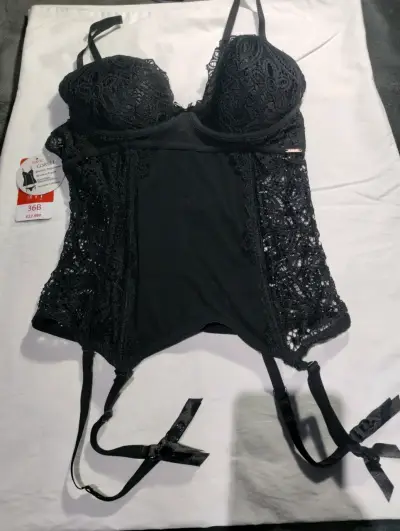 Corset negro encaje talla 36B - miniatura 1