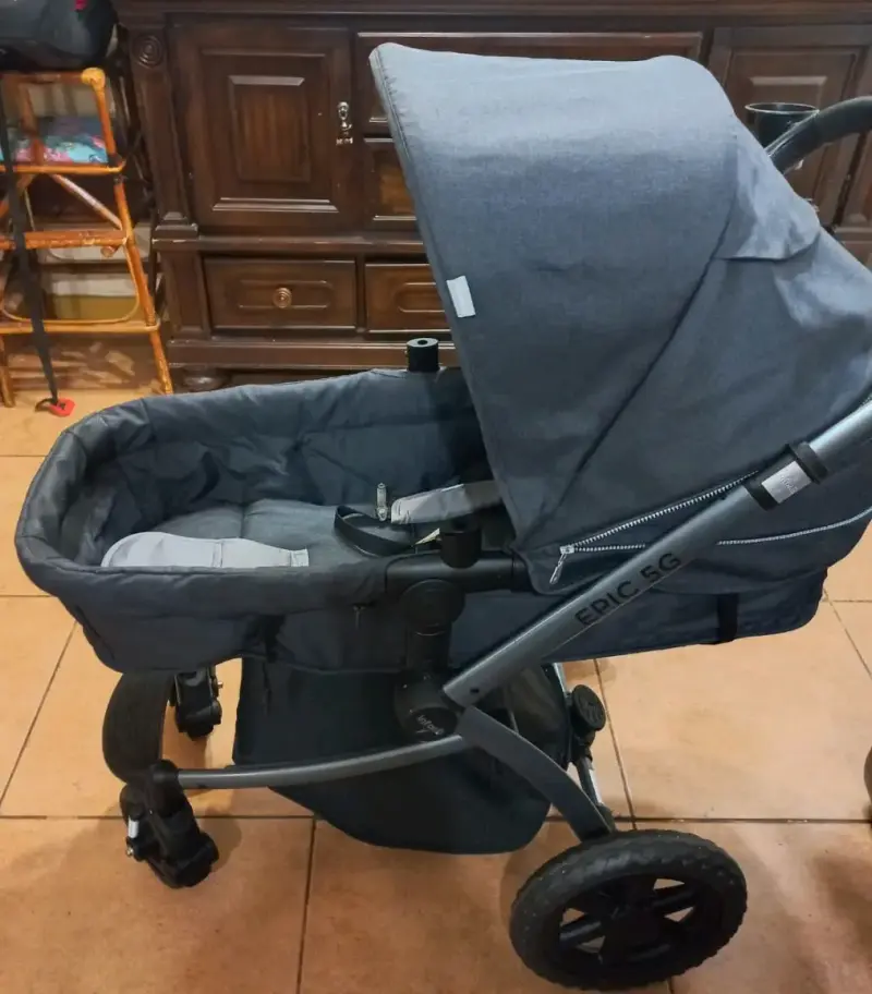Coche de bebé 2 en 1 azul y gris - 2
