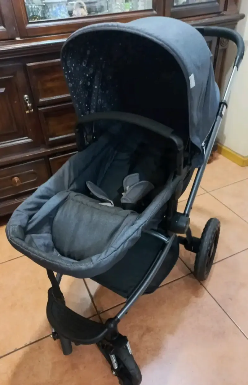 Coche de bebé 2 en 1 azul y gris - 6