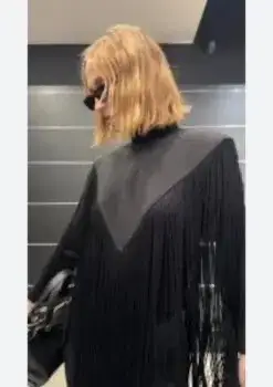 Blusa Zara,  negra con flecos - miniatura 2